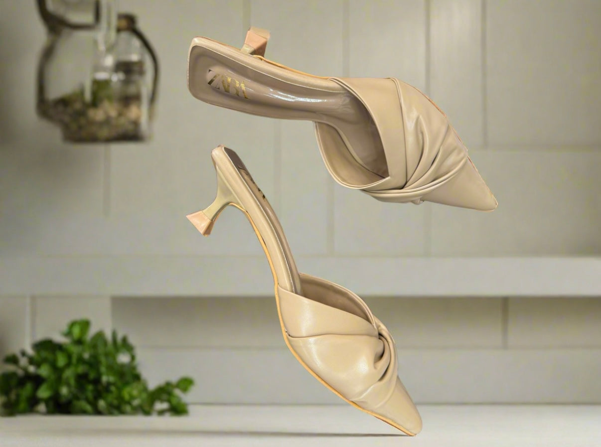 Elegant Beige Twist-Knot heels