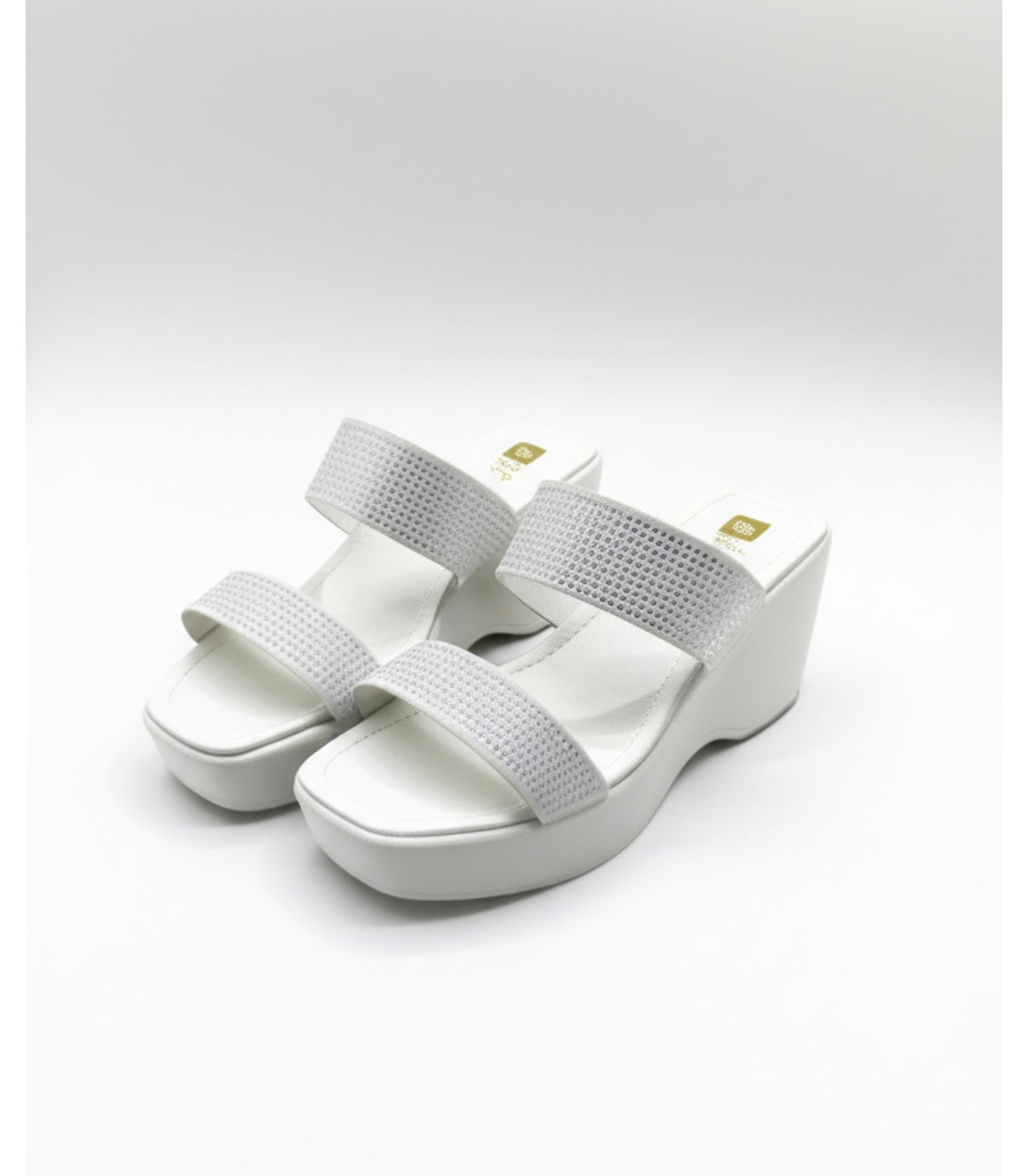 White Wedge Slip-On Sandals
