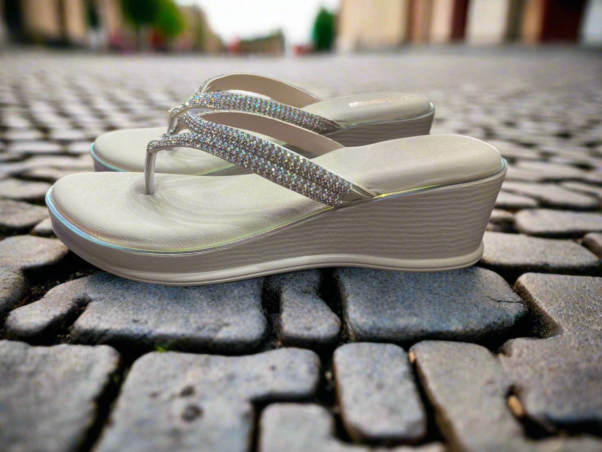 Sparkle Wedge Thong Sandals