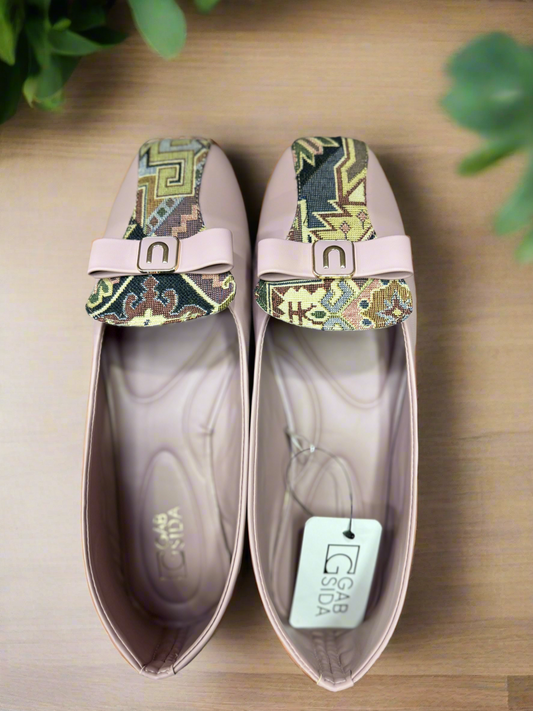 Women's Blush Pink Loafers with Embroidered Detail