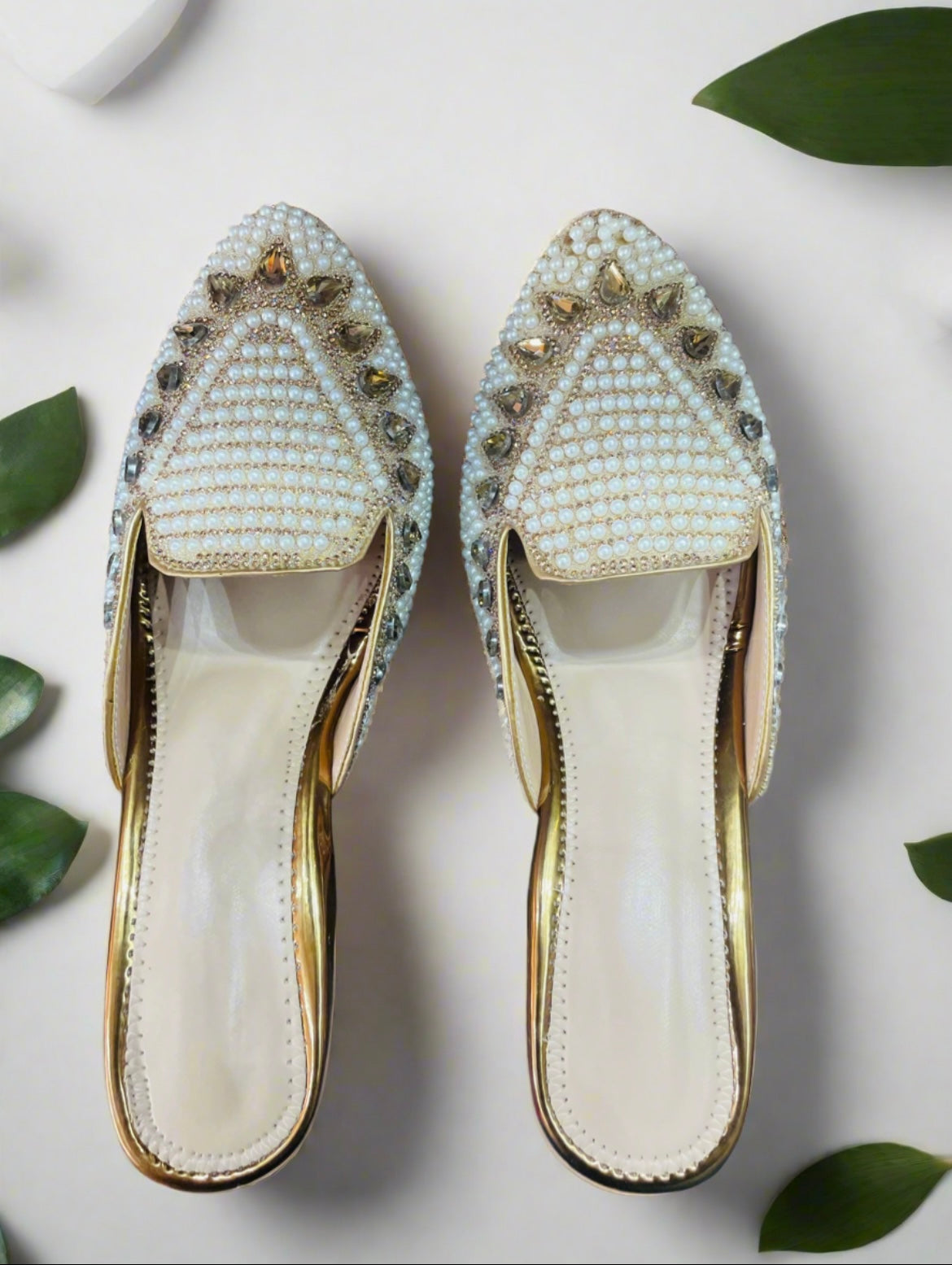 Pearl Radiance Crystal Heel Sandals