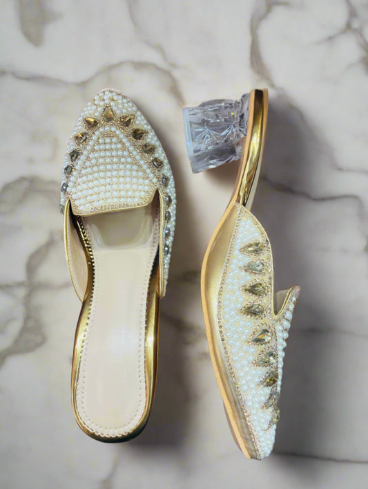 Pearl Radiance Crystal Heel Sandals